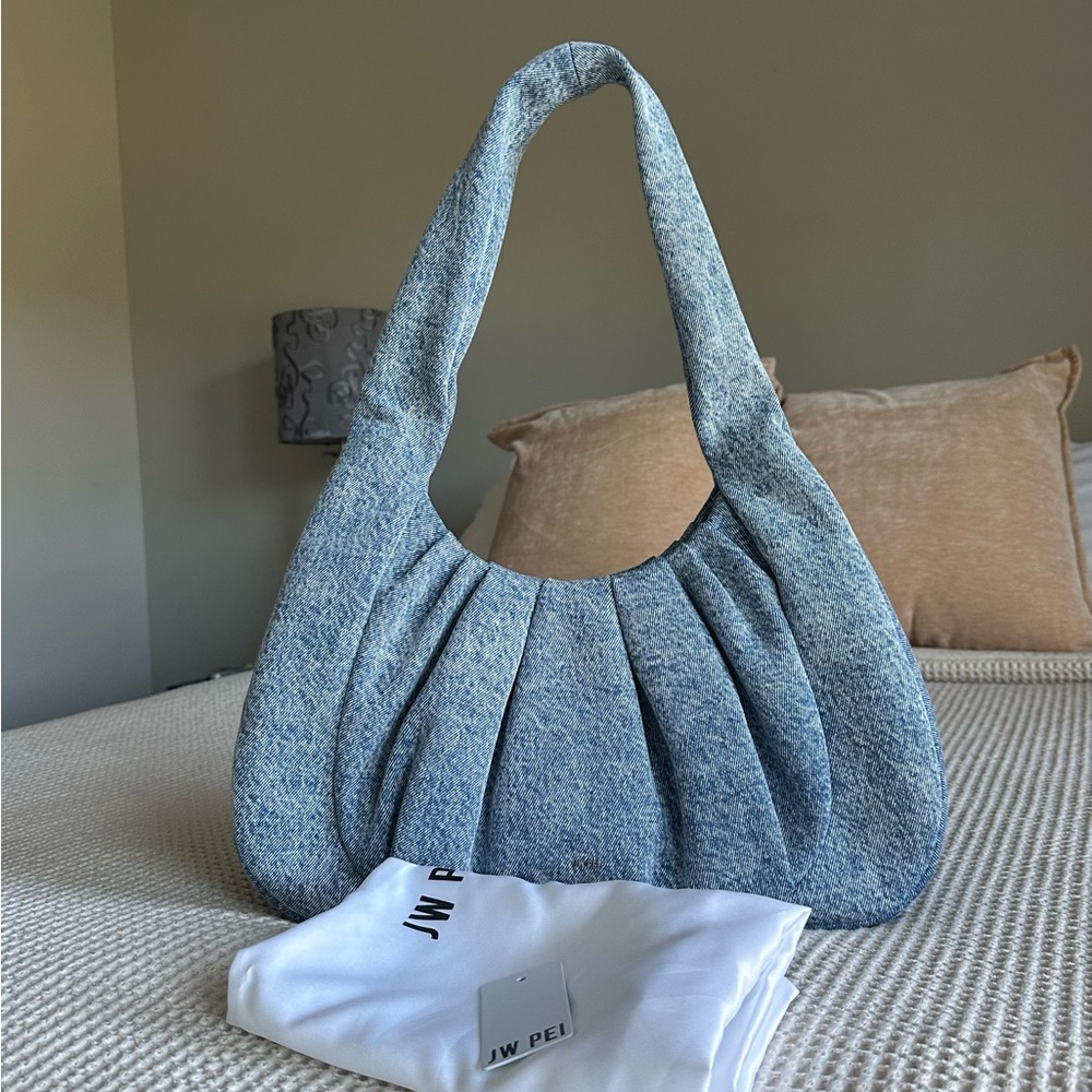 JW PEI Heathered Blue Pleated Shoulder Bag